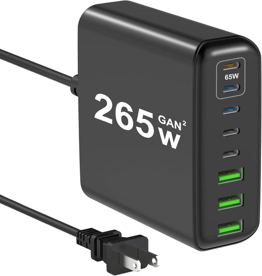 200W USB C Charger, 8-Port Desktop Charging Station, 65W Laptop Charger Compatible with MacBook Pro/Air,iPad Series,iPhone 14/13/Mini/Pro/13Pro Max/12 Samsung Galaxy Note